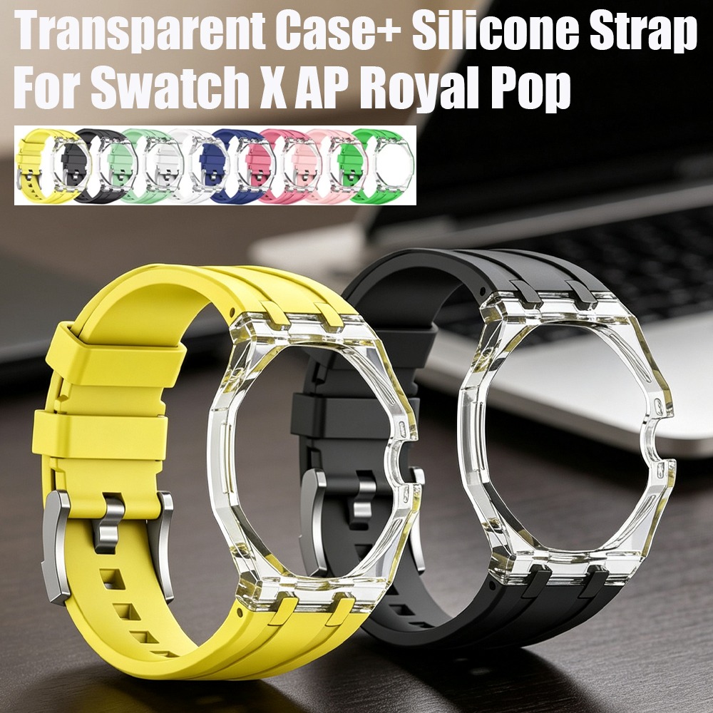 Luxury X I Watch - Transparent Case+Liquid Silicone Strap for Swatch