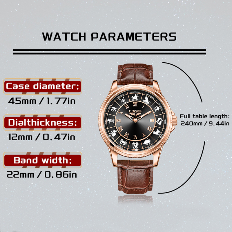 LIGE Fashion Luxury Constellat - Zodiac Luxury Watch 评论和价格