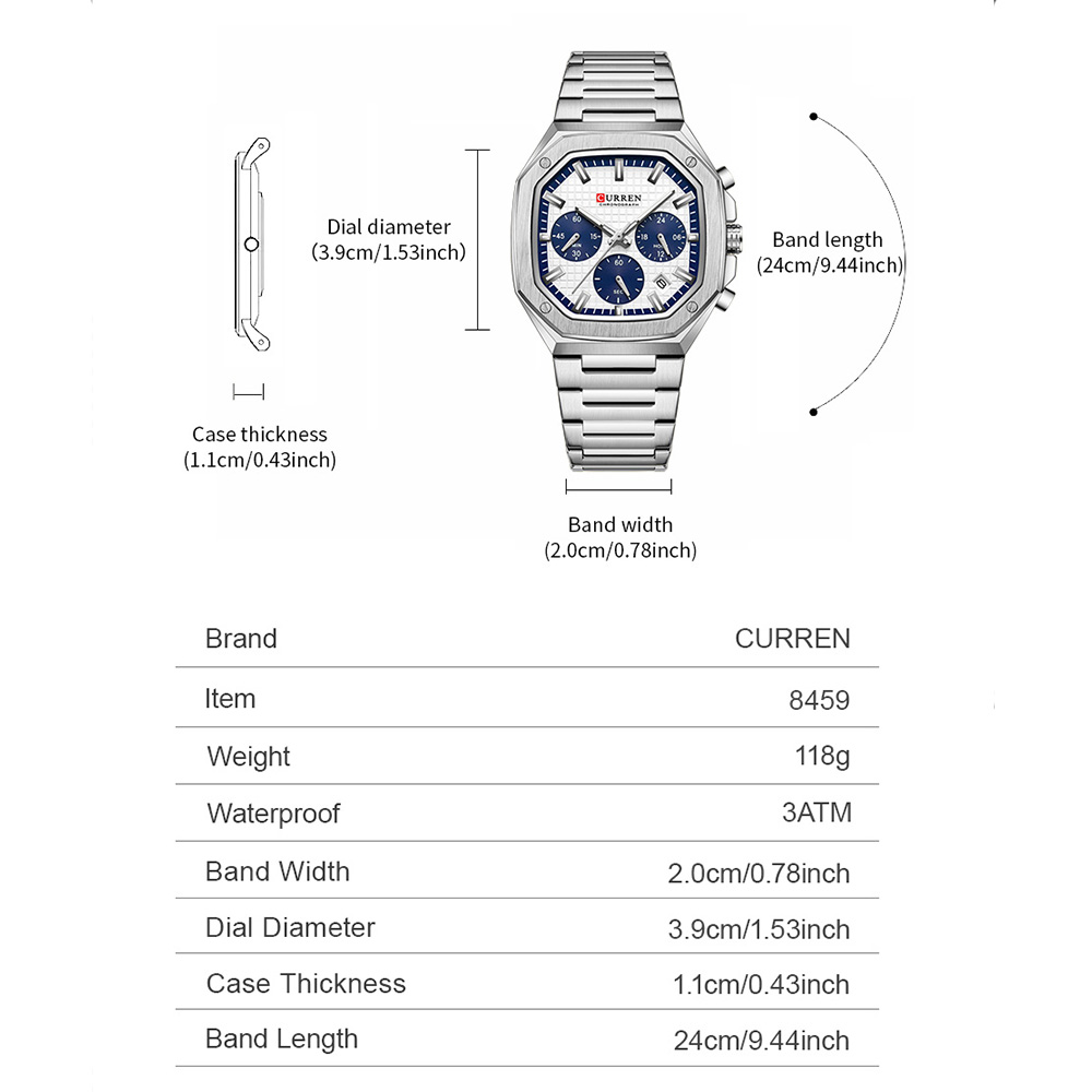 CURREN Luxury Square Chrono Wa - Luxury Watch Square 评论和价格