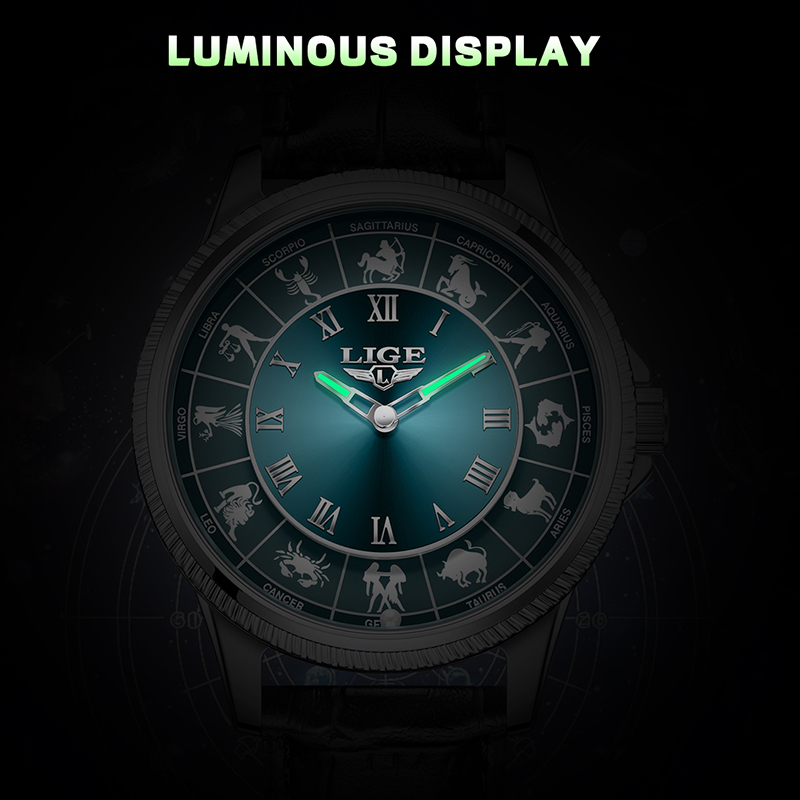 LIGE Zodiac Men Watch Top Bran - Zodiac Luxury Watch 评论和价格